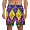 thumbnail image 1 of Balery Mardi Gras4 Mens Swim Trunks Swim Shorts for Men Quick Dry Inseam Beach Shorts with Compression Liner Pocket-Large, 1 of 9