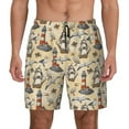 thumbnail image 1 of Balery Marine Birds And Coastal Lighthouse Mens Swim Trunks Swim Shorts for Men Quick Dry Inseam Beach Shorts with Compression Liner Pocket-X-Large, 1 of 9