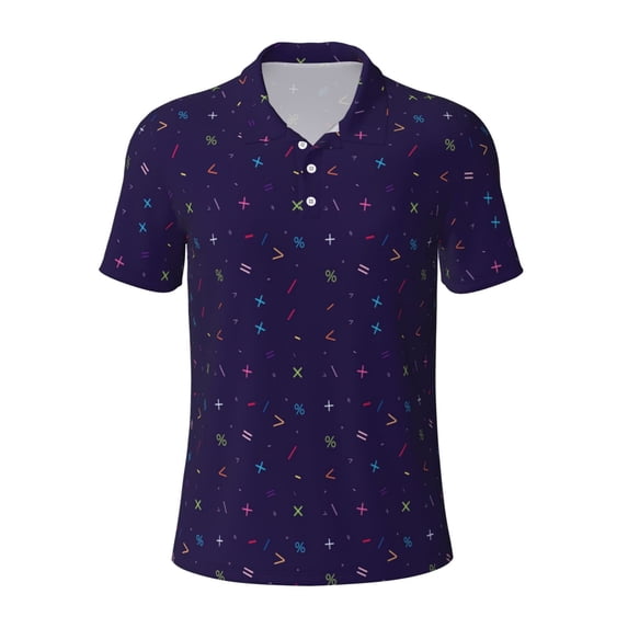 Balery Mathematical Symbols Printed Men’s Short Sleeve Polo Shirt, Midweight Men's Shirt,Golf Polo shirts -