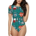 thumbnail image 1 of Balery Medical Elements Women's Short Sleevee Crew Neck Bodysuit Tops Short Sleeve Tops Basic-Small, 1 of 9