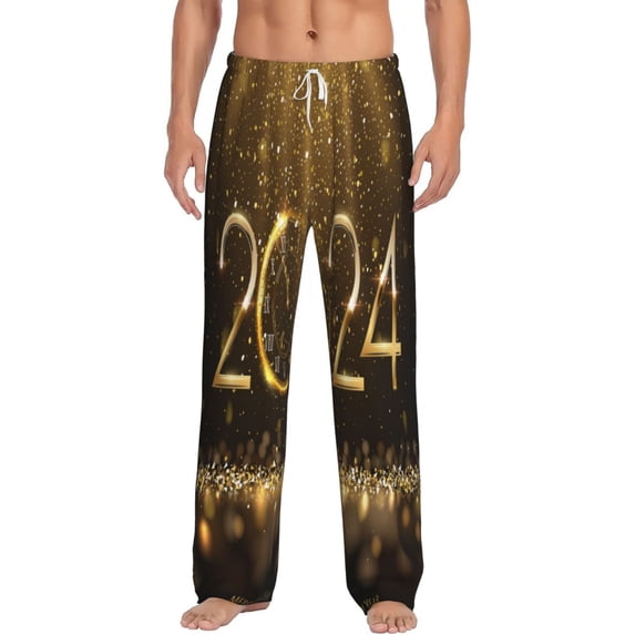 Balery Men'S 2024 Happy New Year Pants,Sleepwear Pants,Pajama Pants,Pj Bottoms Drawstring And Pockets-X-Large