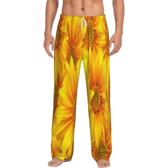 Balery Men'S 3d Sunflowers Pants,Sleepwear Pants,Pajama Pants,Pj Bottoms Drawstring And Pockets-Large