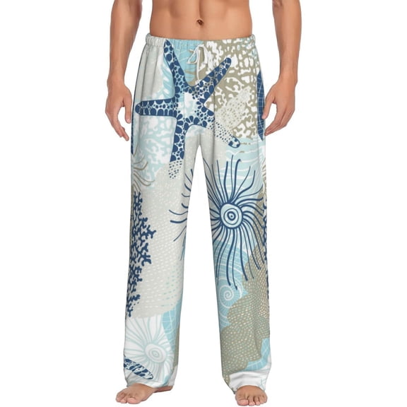 Balery Men'S Algae Corals And Seashells Pants,Sleepwear Pants,Pajama Pants,Pj Bottoms Drawstring And Pockets-Medium