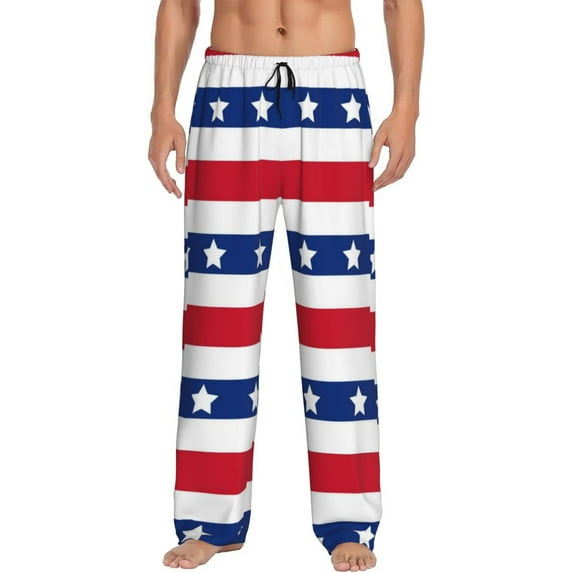 Balery Men'S American Patriotic Stars And Stripes Pants,Sleepwear Pants,Pajama Pants,Pj Bottoms Drawstring And Pockets-Large