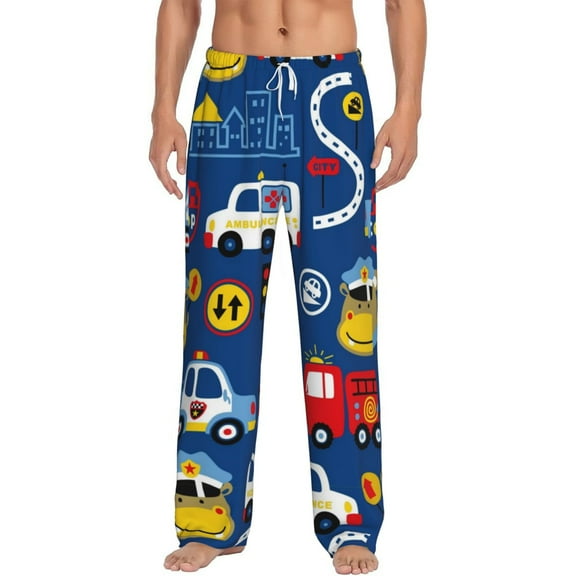 Balery Men'S Animals Rescue Team Pants,Sleepwear Pants,Pajama Pants,Pj Bottoms Drawstring And Pockets-Small