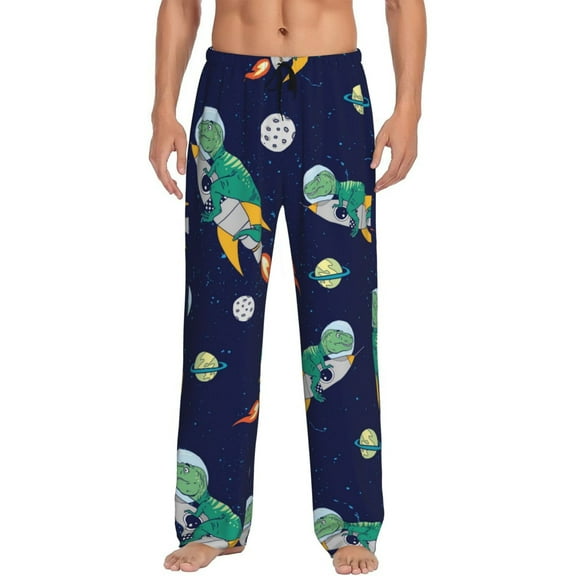 Balery Men'S Astronaut Dinosaur And Space Pants,Sleepwear Pants,Pajama Pants,Pj Bottoms Drawstring And Pockets-Small