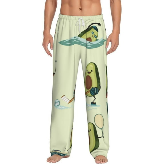 Balery Men'S Avocado For Exercise Pants,Sleepwear Pants,Pajama Pants,Pj Bottoms Drawstring And Pockets-Large