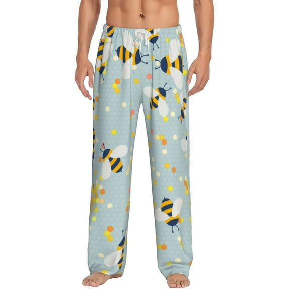 Balery Men'S Bees Pants,Sleepwear Pants,Pajama Pants,Pj Bottoms Drawstring And Pockets-Small