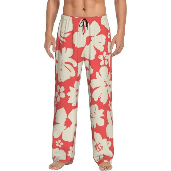Balery Men'S Beige Flowers Pants,Sleepwear Pants,Pajama Pants,Pj Bottoms Drawstring And Pockets-X-Large