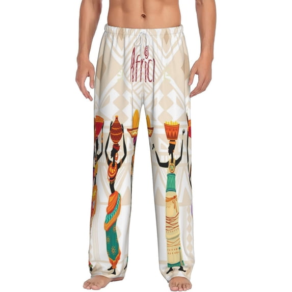 Balery Men'S Black African Woman Pants,Sleepwear Pants,Pajama Pants,Pj Bottoms Drawstring And Pockets-Small