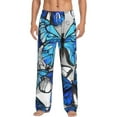 thumbnail image 1 of Balery Men'S Blue And White Butterflies Pants,Sleepwear Pants,Pajama Pants,Pj Bottoms Drawstring And Pockets-Small, 1 of 9