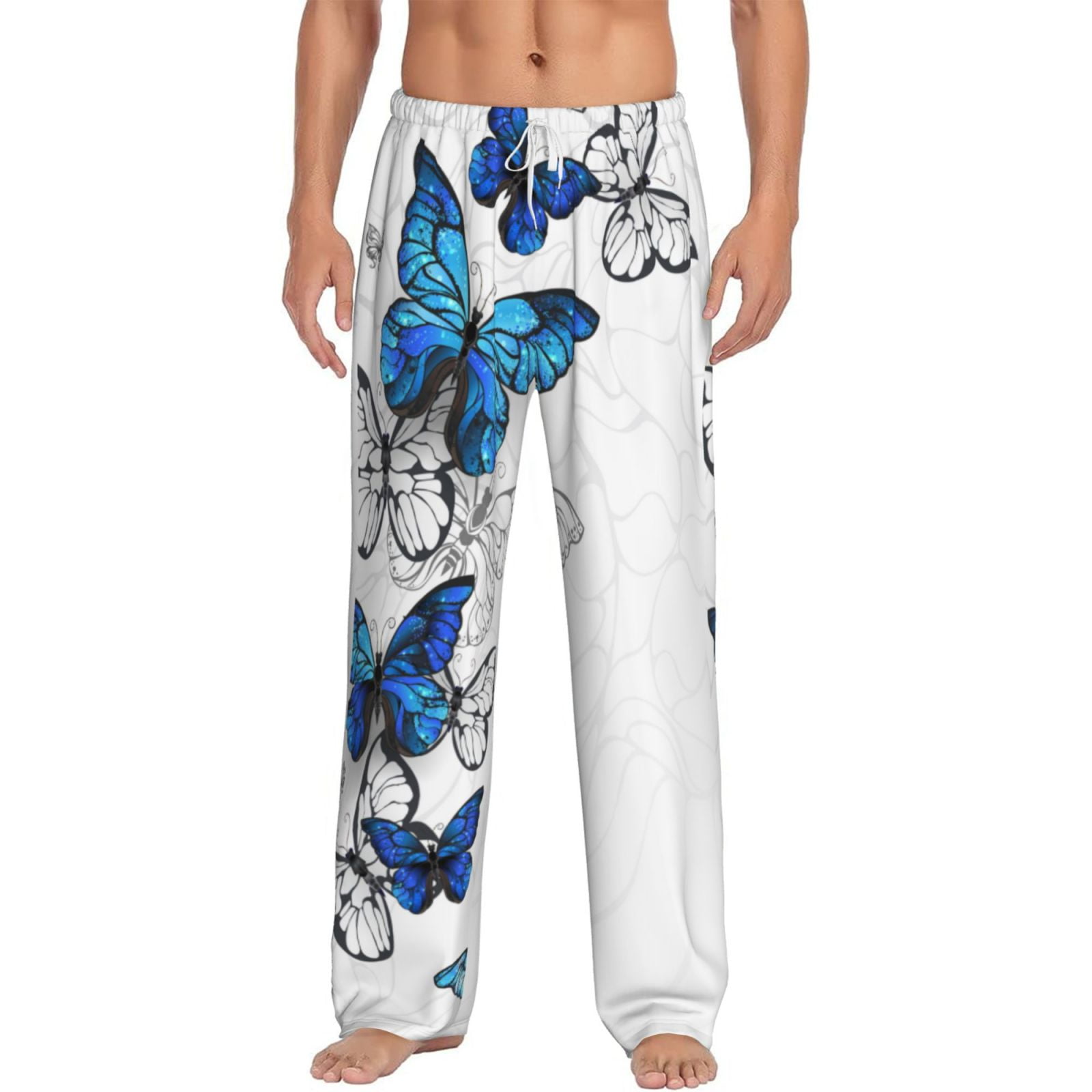 Colorful Butterflies Men's Pajama Pants – Soft Lounge Pants With Drawstring & Pockets For Sleeping, Relaxing