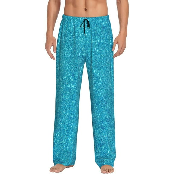 Balery Men'S Blue Glitter Pants,Sleepwear Pants,Pajama Pants,Pj Bottoms Drawstring And Pockets-Medium