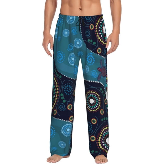 Balery Men'S Bohemian Turtle Pants,Sleepwear Pants,Pajama Pants,Pj Bottoms Drawstring And Pockets-Small