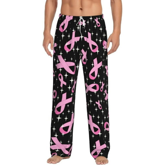 Balery Men'S Breast Cancer Awareness (2) Pants,Sleepwear Pants,Pajama Pants,Pj Bottoms Drawstring And Pockets-Small