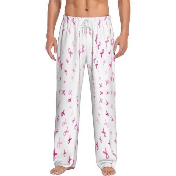 Balery Men'S Breast Cancer Awareness (4) Pants,Sleepwear Pants,Pajama Pants,Pj Bottoms Drawstring And Pockets-Small
