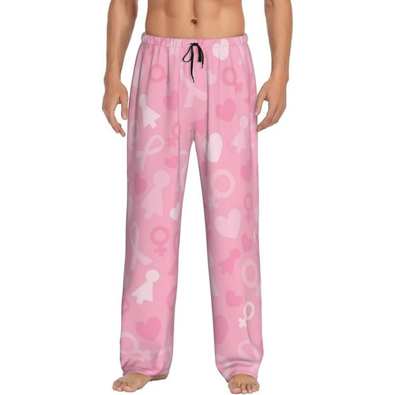 Balery Men'S Breast Cancer Awareness Pants,Sleepwear Pants,Pajama Pants,Pj Bottoms Drawstring And Pockets-Small
