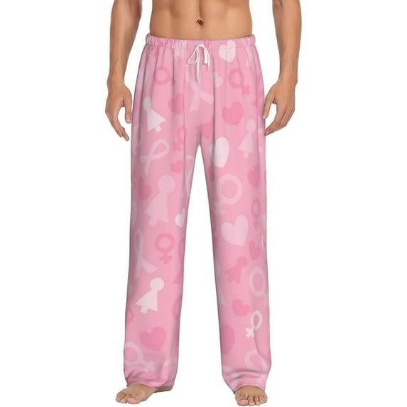Balery Men'S Breast Cancer Awareness Pants,Sleepwear Pants,Pajama Pants,Pj Bottoms Drawstring And Pockets-Xx-Large