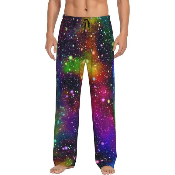Balery Men'S Bright Universe Pants,Sleepwear Pants,Pajama Pants,Pj Bottoms Drawstring And Pockets-Small