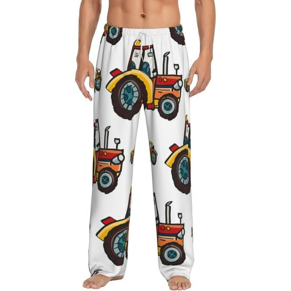 Balery Men'S Cartoon Tractor Pants,Sleepwear Pants,Pajama Pants,Pj Bottoms Drawstring And Pockets-X-Large