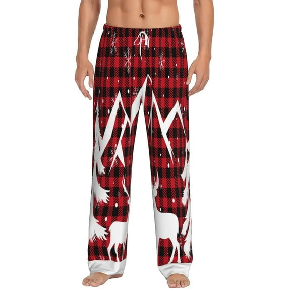 Balery Men'S Christmas Buffalo Plaid Pants,Sleepwear Pants,Pajama Pants,Pj Bottoms Drawstring And Pockets-X-Large