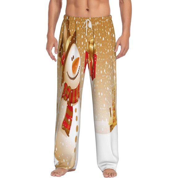 Balery Men'S Christmas Snowman Gift Pants,Sleepwear Pants,Pajama Pants,Pj Bottoms Drawstring And Pockets-Small
