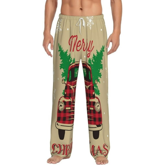 Balery Men'S Christmas Vintage Red Truck Pants,Sleepwear Pants,Pajama Pants,Pj Bottoms Drawstring And Pockets-Small