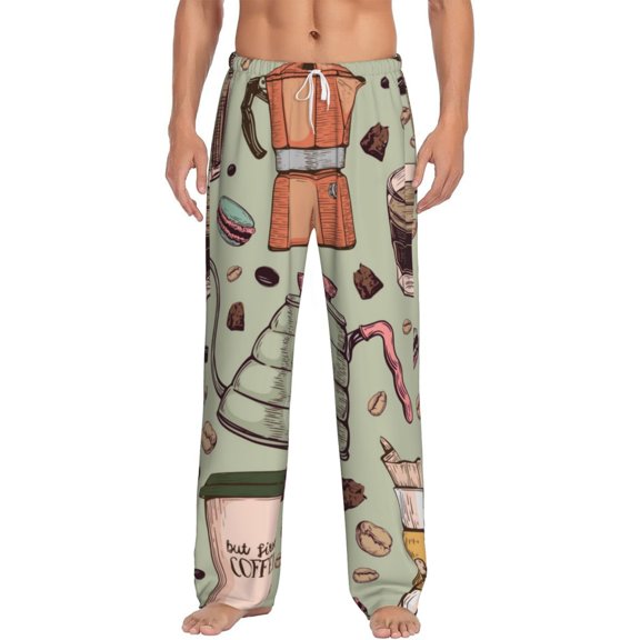 Balery Men'S Coffee Makers Macaroons Chocolate Pants,Sleepwear Pants,Pajama Pants,Pj Bottoms Drawstring And Pockets-Medium