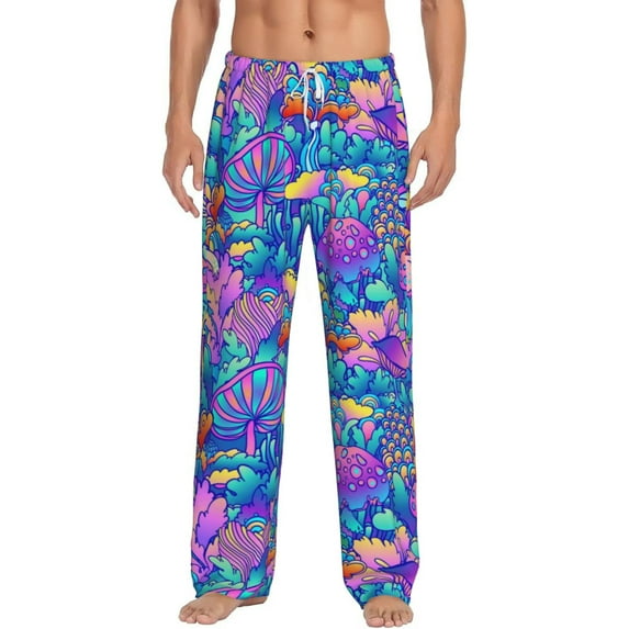 Balery Men'S Colorful Mushrooms Pants,Sleepwear Pants,Pajama Pants,Pj Bottoms Drawstring And Pockets-Medium