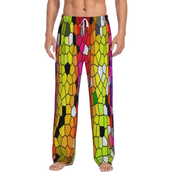 Balery Men'S Colorful Tie Dye Stained Glass 1 Pants,Sleepwear Pants,Pajama Pants,Pj Bottoms Drawstring And Pockets-Small