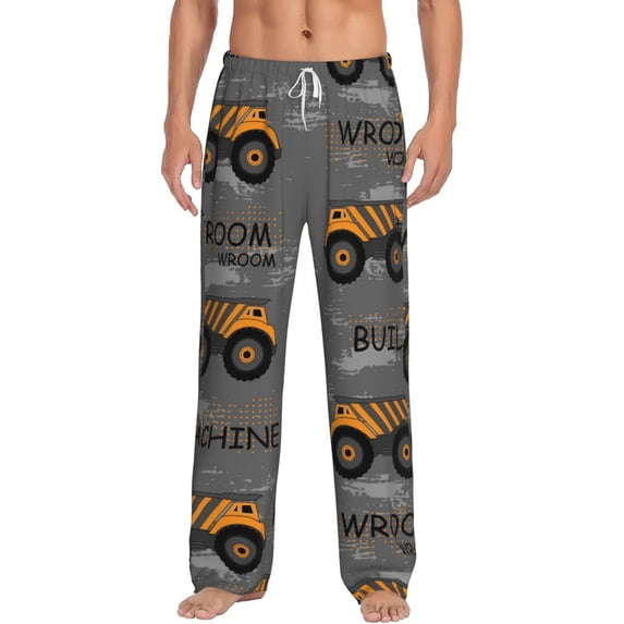 Balery Men'S Construction Machines Pants,Sleepwear Pants,Pajama Pants,Pj Bottoms Drawstring And Pockets-Medium
