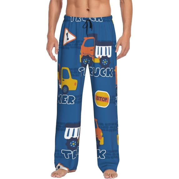 Balery Men'S Construction Vehicles Pants,Sleepwear Pants,Pajama Pants,Pj Bottoms Drawstring And Pockets-Medium