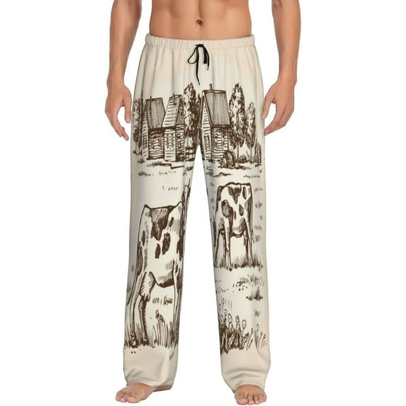 Balery Men'S Cows On The Farm Pants,Sleepwear Pants,Pajama Pants,Pj Bottoms Drawstring And Pockets-Small