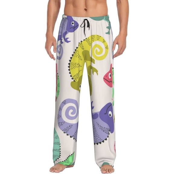 Balery Men'S Cute Chameleons Pants,Sleepwear Pants,Pajama Pants,Pj Bottoms Drawstring And Pockets-Medium