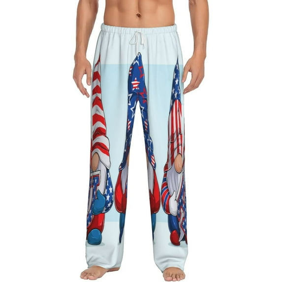Balery Men'S Cute Gnomes In Usa1 Pants,Sleepwear Pants,Pajama Pants,Pj Bottoms Drawstring And Pockets-Small
