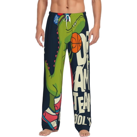 Balery Men'S Dinosaur Basketball Player Pants,Sleepwear Pants,Pajama Pants,Pj Bottoms Drawstring And Pockets-Medium