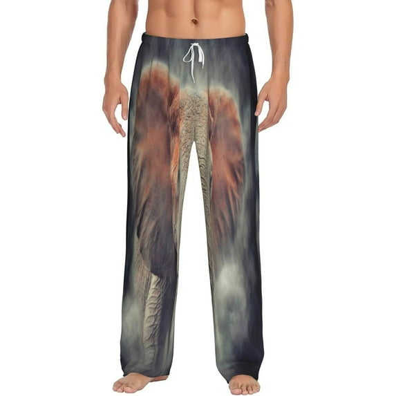Balery Men'S Elephant In Smoke Pants,Sleepwear Pants,Pajama Pants,Pj Bottoms Drawstring And Pockets-X-Large
