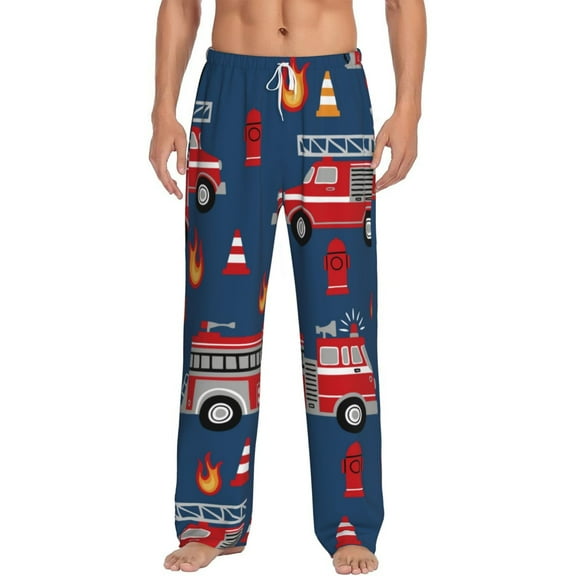Balery Men'S Fire Truck 1 Pants,Sleepwear Pants,Pajama Pants,Pj Bottoms Drawstring And Pockets-Xx-Large