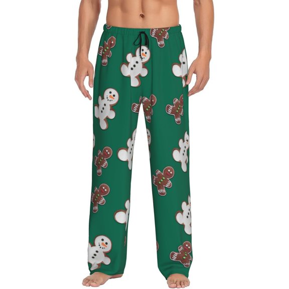 Balery Men'S Gingerbread Snowman Cookies Pants,Sleepwear Pants,Pajama Pants,Pj Bottoms Drawstring And Pockets-Small
