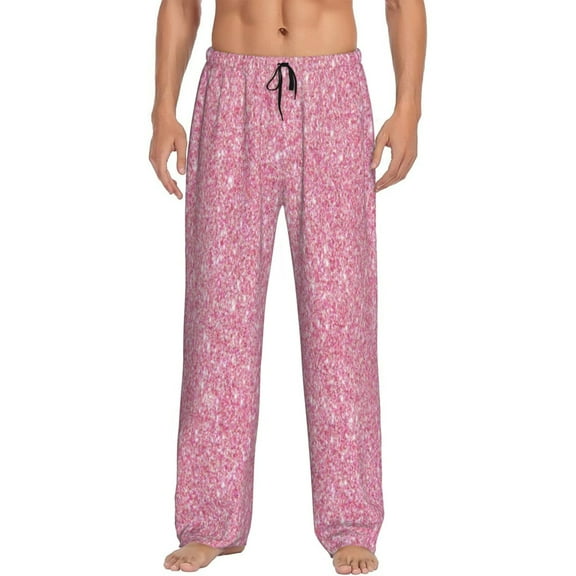 Balery Men'S Glitter Pink Pants,Sleepwear Pants,Pajama Pants,Pj Bottoms Drawstring And Pockets-Medium