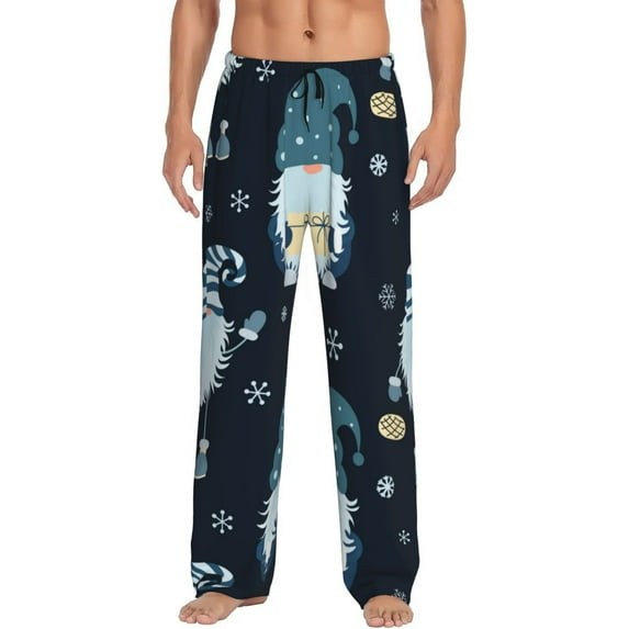 Balery Men'S Gnome And Snowflakes Pants,Sleepwear Pants,Pajama Pants,Pj Bottoms Drawstring And Pockets-Medium