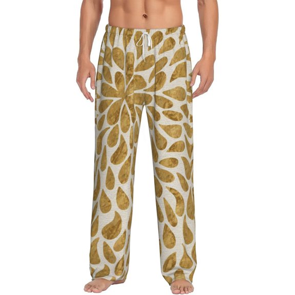 Balery Men'S Gold Drops Pants,Sleepwear Pants,Pajama Pants,Pj Bottoms Drawstring And Pockets-Medium