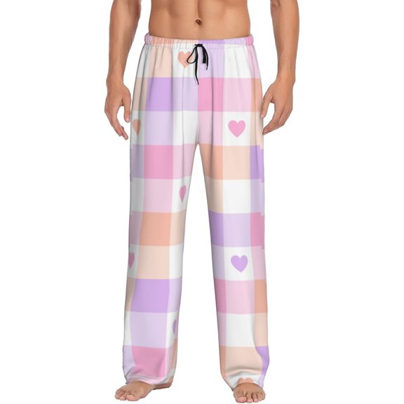 Balery Men'S Heart Buffalo Plaid Pants,Sleepwear Pants,Pajama Pants,Pj Bottoms Drawstring And Pockets-Medium