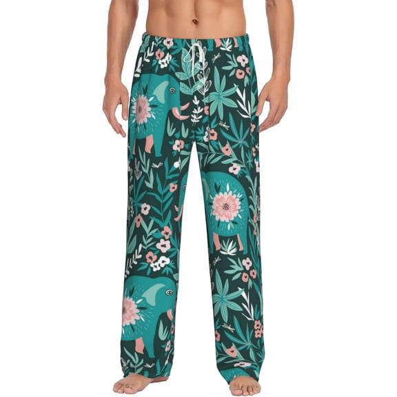 Balery Men'S Lephants In The Jungle Pants,Sleepwear Pants,Pajama Pants,Pj Bottoms Drawstring And Pockets-Medium