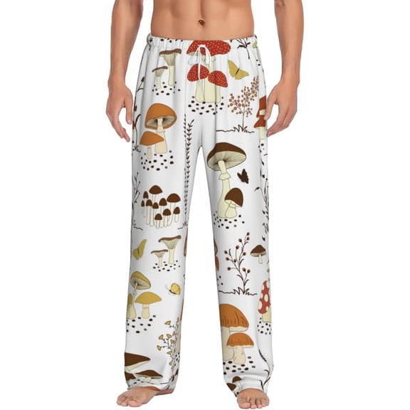 Balery Men'S Mushrooms And Butterflies Pants,Sleepwear Pants,Pajama Pants,Pj Bottoms Drawstring And Pockets-Medium