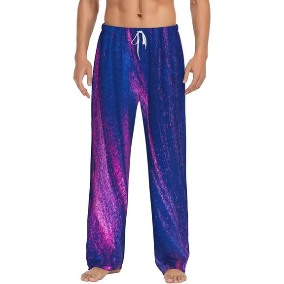 Balery Men'S Neon Gradient Blue Pants,Sleepwear Pants,Pajama Pants,Pj Bottoms Drawstring And Pockets-Medium