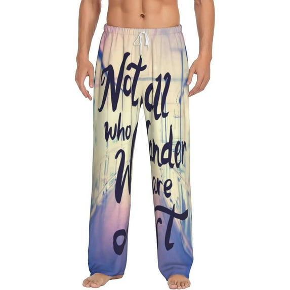 Balery Men'S Not All Those Who Wander Are Lost Pants,Sleepwear Pants,Pajama Pants,Pj Bottoms Drawstring And Pockets-Large
