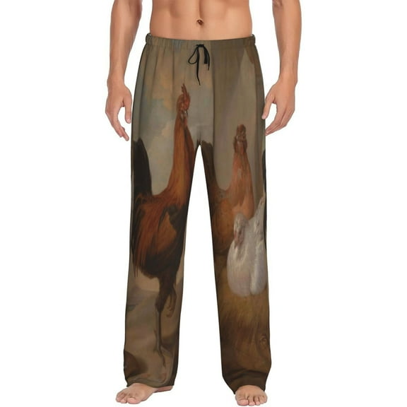 Balery Men'S Oil Painting Chicken And Duck Pants,Sleepwear Pants,Pajama Pants,Pj Bottoms Drawstring And Pockets-Medium