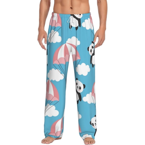 Balery Men'S Panda Flying In The Sky Pants,Sleepwear Pants,Pajama Pants,Pj Bottoms Drawstring And Pockets-Medium