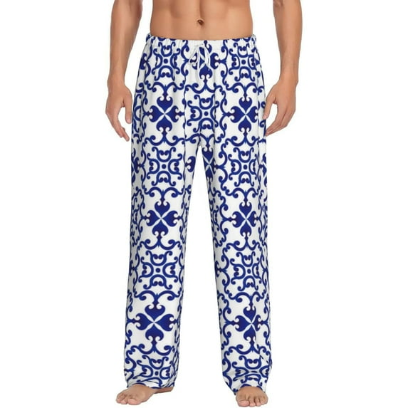 Balery Men'S Porcelain Chinaware Pants,Sleepwear Pants,Pajama Pants,Pj Bottoms Drawstring And Pockets-Medium